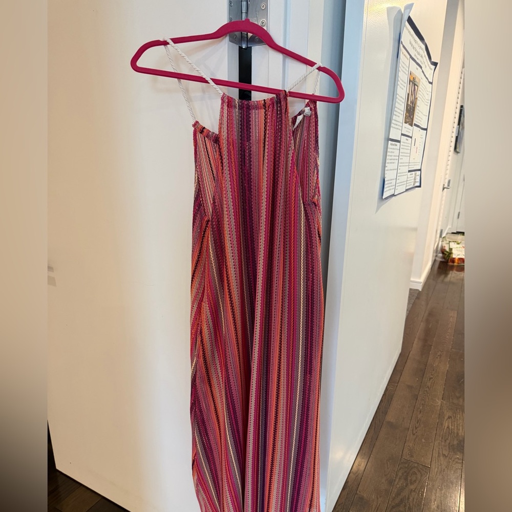 C&C California Pink Striped Knit beach pool coverup small Coachella